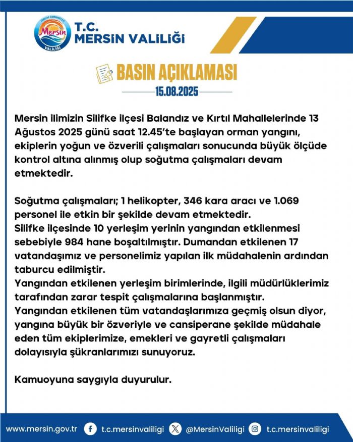 Silifkedeki Orman Yangn Kontrol Altna Alnd