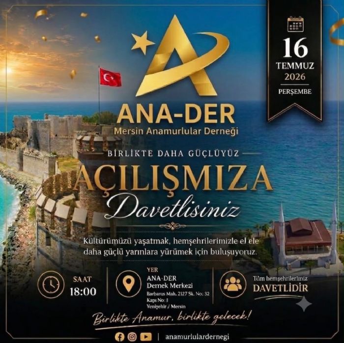Mersin Anamurlular Derne�i A��l�yor